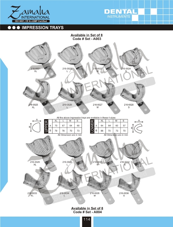 Impression Trays, Impression Tray Set, Impression Tray In dentistry, Perforated Impression Tray, Solid Impression Tray1