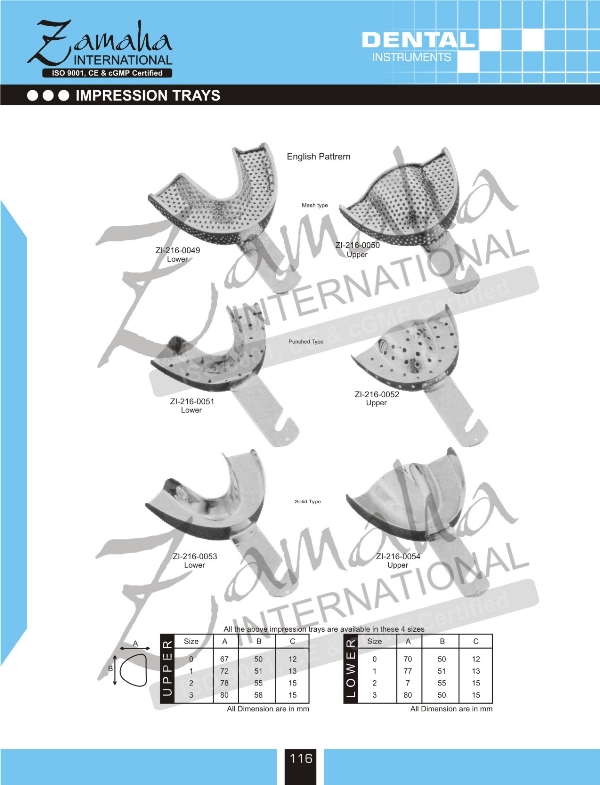 Perforated Impression Tray, Solid Impression tray, Impression Trays, Impression Tray Set, Impression Tray In dentistry, Perforated Impression Tray, Solid Impression Tray
